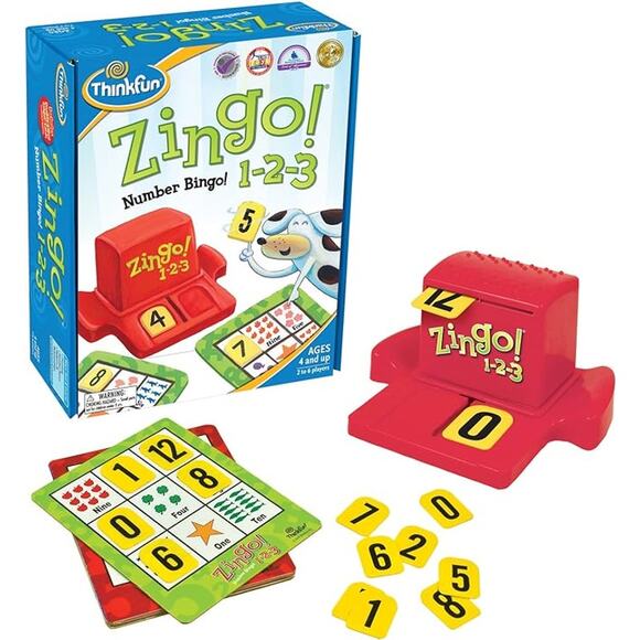 Think Fun Zingo 1-2-3 Number Bingo Kids Game Ages 4 and up 2-6 Players-New - Picture 2 of 9